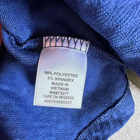 Womens Top Size Medium Navy Blue Peplum Professional Conservative Modest Church - Picture 7 of 7